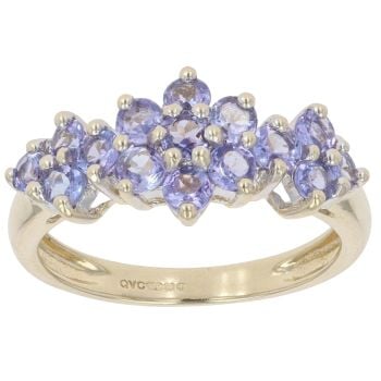 9ct Yellow Gold Tanzanite Cluster Ring