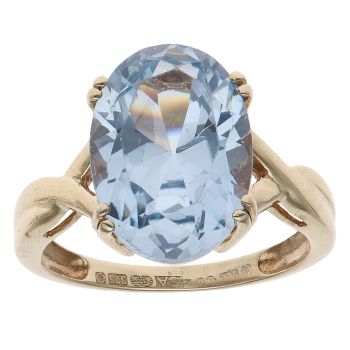 9ct Yellow Gold Aquamarine Crossover Ring