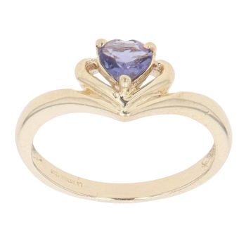 9ct Yellow Gold Tanzanite Heart Solitaire Ring