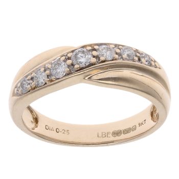 9ct Yellow Gold 0.25ct Brilliant Cut Diamond Crossover Ring