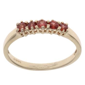 9ct Yellow Gold Garnet Five Stone Ring