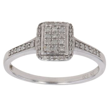 9ct White Gold 0.20ct Brilliant Cut Diamond Cluster Ring