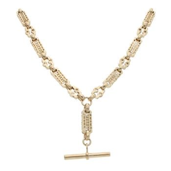 9ct Yellow Gold Stars and Bars T-Bar Chain 22"