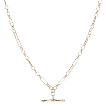9ct Yellow Gold T-Bar Figaro Chain 18"