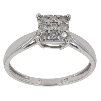 9ct White Gold 0.20ct Diamond Cluster Ring