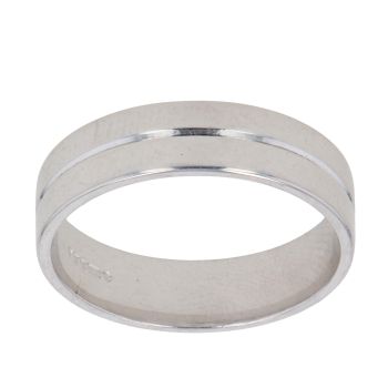 18ct White Gold Patterned Wedding Band 5.8mm