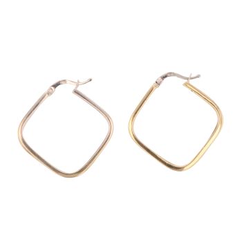 14ct Yellow and White Gold Square Hoop Earrings