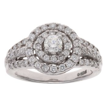18ct White Gold 0.85ct Brilliant Cut Diamond Cluster Ring