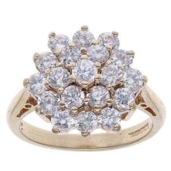 9ct Yellow Gold Cubic Zirconia Cluster Ring