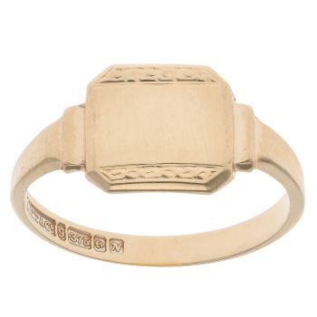 9ct Yellow Gold Patterned Signet Ring
