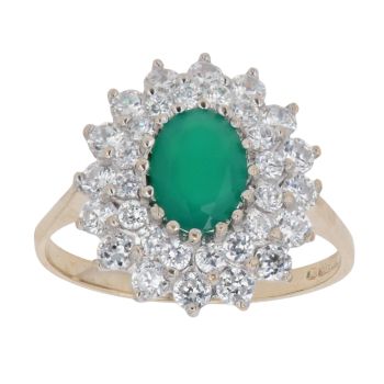 9ct Yellow Gold Chalcedony and Cubic Zirconia Cluster Ring