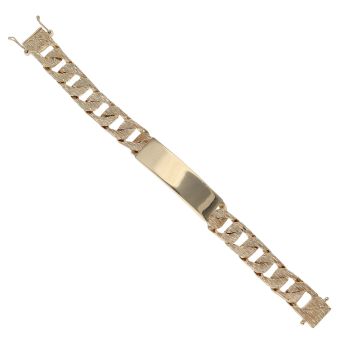 9ct Yellow Gold Textured ID Bracelet 7.5"
