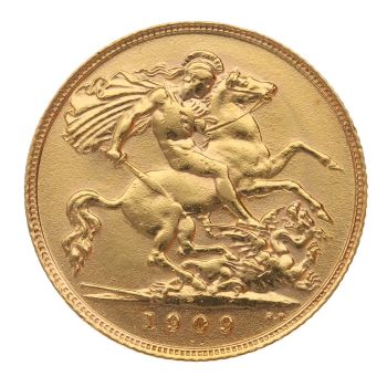 1909 Edward VII Large Head UK Half Sovereign Coin