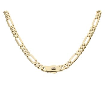 14ct Yellow Gold Monaco Classic Plain Lock Figaro Chain 20"