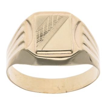 14ct Yellow Gold Square Patterned Signet Ring