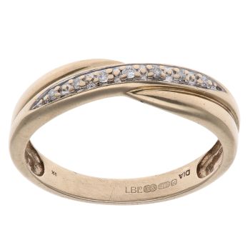 9ct Yellow Gold 0.05ct Brilliant Cut Diamond Crossover Ring