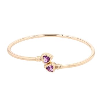 9ct Yellow Gold Amethyst Heart Torque Bangle
