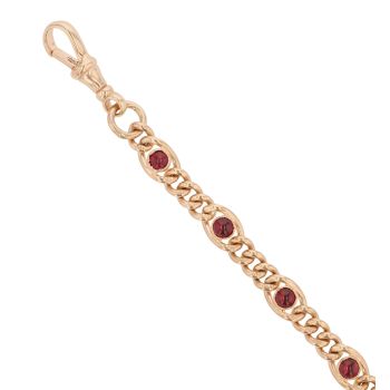 9ct Yellow Gold Pink Gemstone Bracelet 7.5"