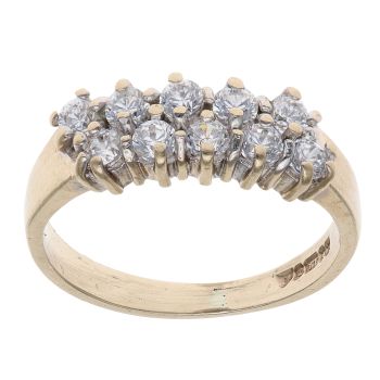 9ct Yellow Gold Cubic Zirconia Two Row Ring