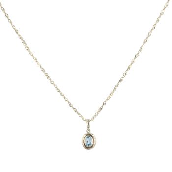 9ct Yellow Gold Blue Topaz Pendant and Chain 18"