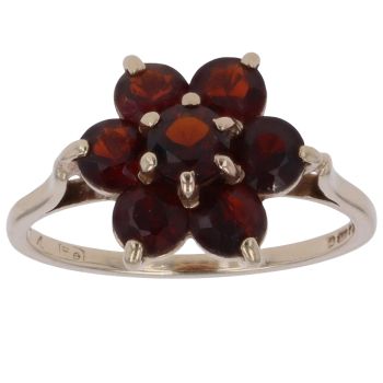 9ct Yellow Gold Garnet Cluster Ring