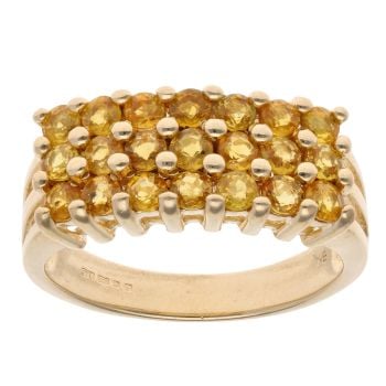 9ct Yellow Gold Three Row Citrine Ring
