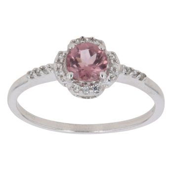 9ct White Gold Pink Spinel and Cubic Zirconia Cluster Ring
