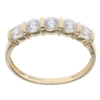 14ct Yellow Gold Cubic Zirconia Five Stone Ring
