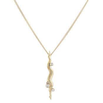 18ct Yellow Gold 0.15ct Diamond and Pearl Pendant and Chain 18"