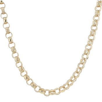 9ct Yellow Gold Patterned and Plain Belcher Chain 24"