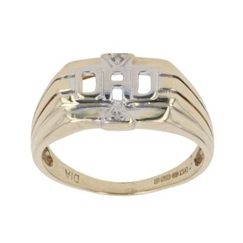 9ct Yellow Gold 0.02ct Brilliant Cut Diamond Dad Ring