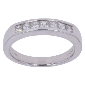 Platinum 0.50ct Princess Cut Diamond Half Eternity Ring