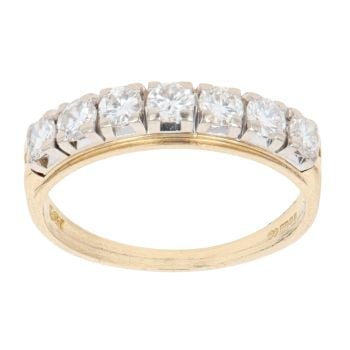 18ct Yellow Gold 0.75ct Brilliant Cut Diamond Half Eternity Ring