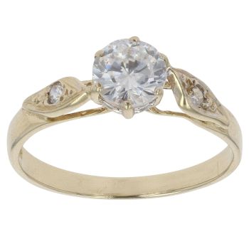 9ct Yellow Gold Cubic Zirconia Solitaire Ring