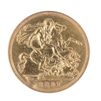 1897 Victoria Old Head UK Half Sovereign Coin