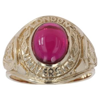 9ct Yellow Gold Red Cabochon College Ring