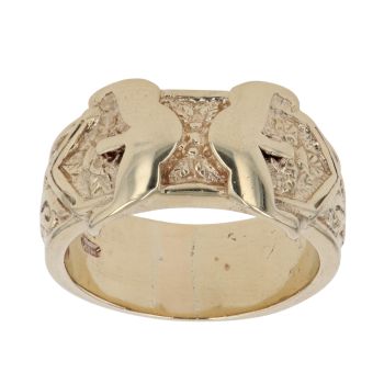 9ct Yellow Gold Patterned Buckle Ring