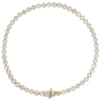 9ct Yellow Gold 1.00ct Brilliant Cut Diamond Tennis Bracelet 7"