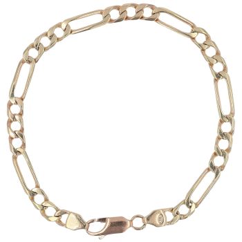 9ct Yellow Gold Figaro Bracelet 8"