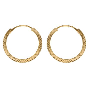 22ct Yellow Gold Diamond Cut Hoop Earrings