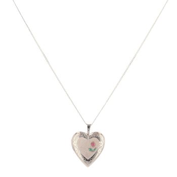 Sterling Silver 'I Love You' Rose Heart Locket And Chain 18" By Icesia