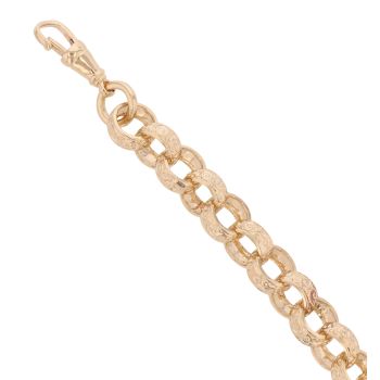 9ct Yellow Gold Patterned Belcher Bracelet 9"