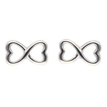 Silver Infinity Heart Stud Earrings