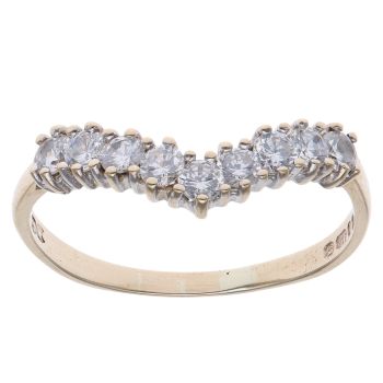 9ct Yellow Gold Cubic Zirconia Wishbone Ring