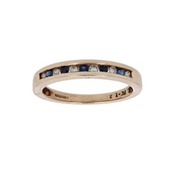 9ct Yellow Gold 0.12ct Diamond And Sapphire Half Eternity Ring
