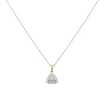 14ct Yellow Gold 0.40ct Diamond Cluster Pendant and Chain 18"