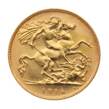 1914 George V Large Head UK Half Sovereign Coin