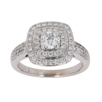 18ct White Gold 1.01ct Brilliant Cut Diamond Cluster Ring