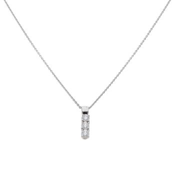 18ct White Gold 0.50ct Brilliant Cut Diamond Trilogy Pendant and Chain 18"