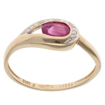 18ct Yellow Gold 0.15ct Diamond And Ruby Ring